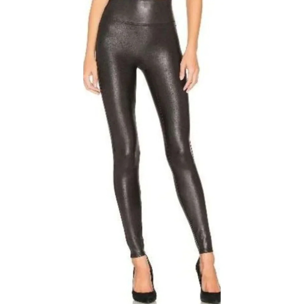 SPANX Faux Leather Leggings Black-sz Medium